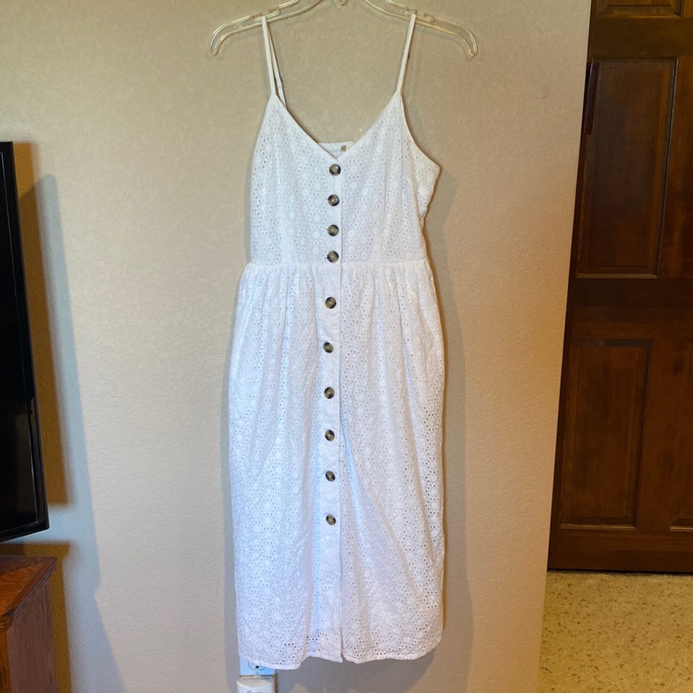White eyelet midi dress medium